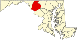 Map of Maryland highlighting Frederick County